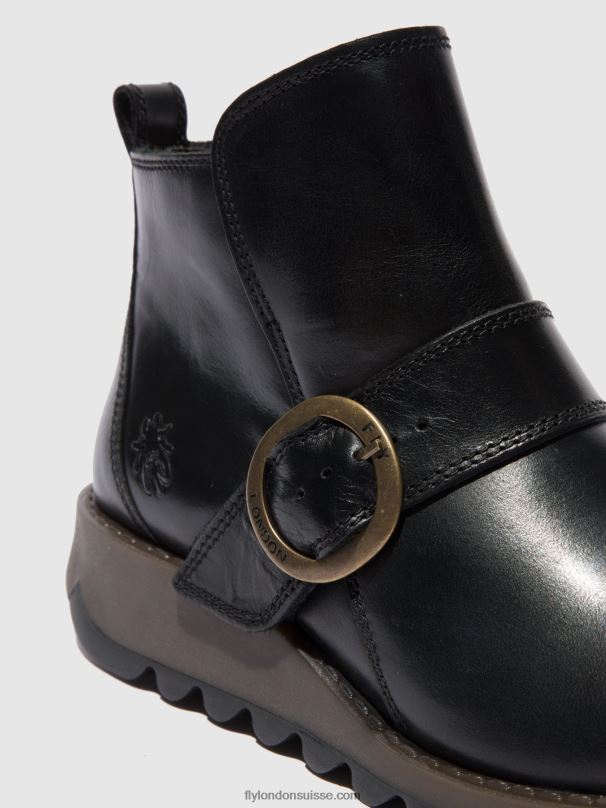 860NR337 bottes à boucle sias812 Fly London tapis noir femmes