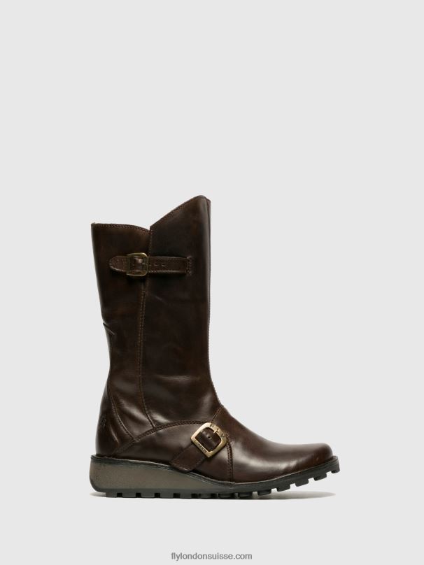 860NR343 bottes à boucle mes dk Fly London brun femmes