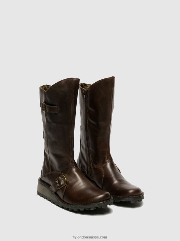 860NR343 bottes à boucle mes dk Fly London brun femmes
