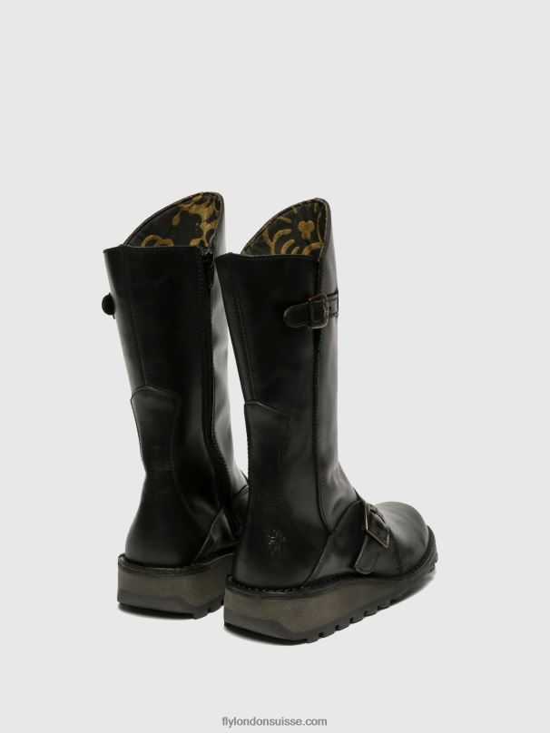 860NR344 bottes à boucle mes Fly London noir femmes