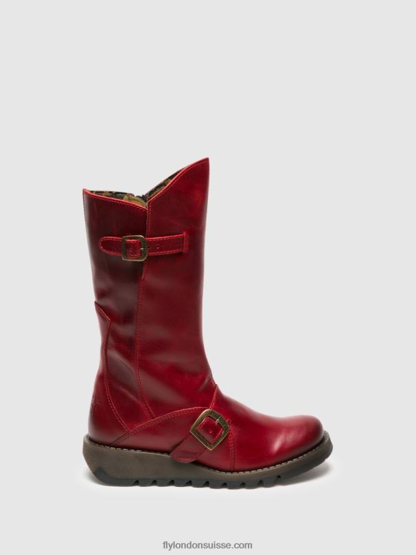 860NR345 bottes à boucle mes 2 Fly London rouge femmes