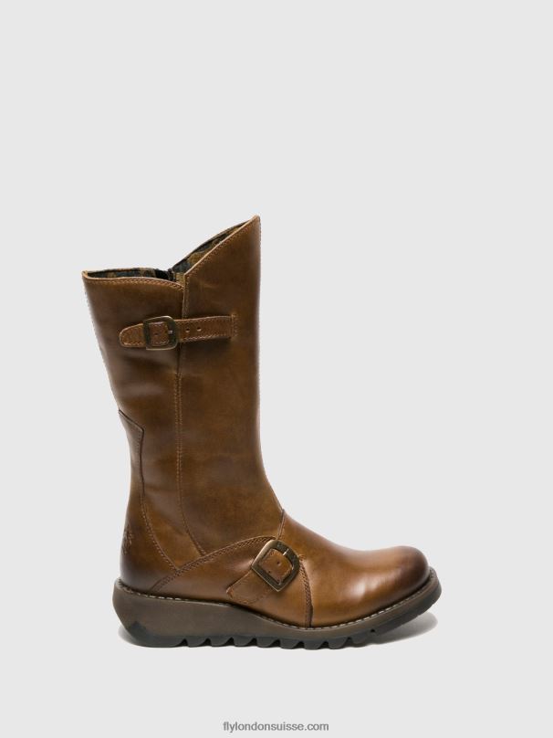 860NR346 bottes à boucle mes 2 Fly London chameau femmes