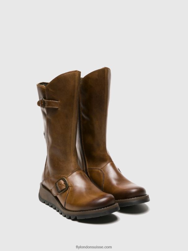 860NR346 bottes à boucle mes 2 Fly London chameau femmes