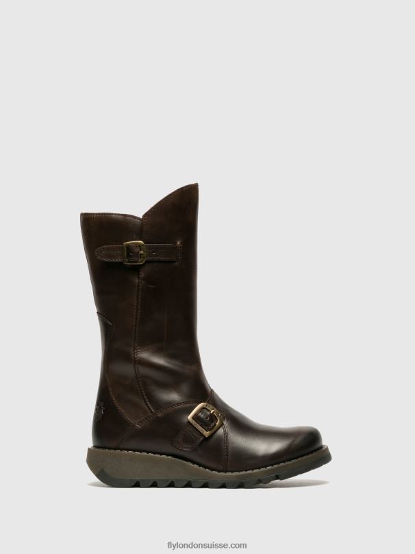 860NR347 bottes à boucle mes 2 Fly London brun foncé femmes