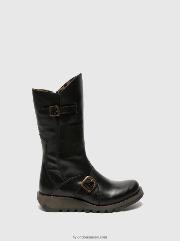 860NR348 bottes à boucle mes 2 Fly London noir femmes