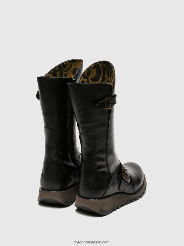 860NR348 bottes à boucle mes 2 Fly London noir femmes