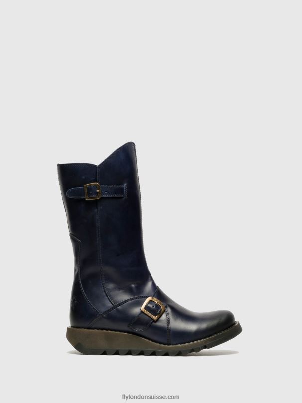 860NR351 bottes à boucle mes 2 Fly London bleu femmes