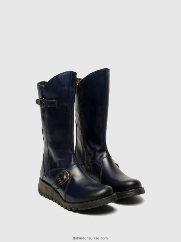 860NR351 bottes à boucle mes 2 Fly London bleu femmes
