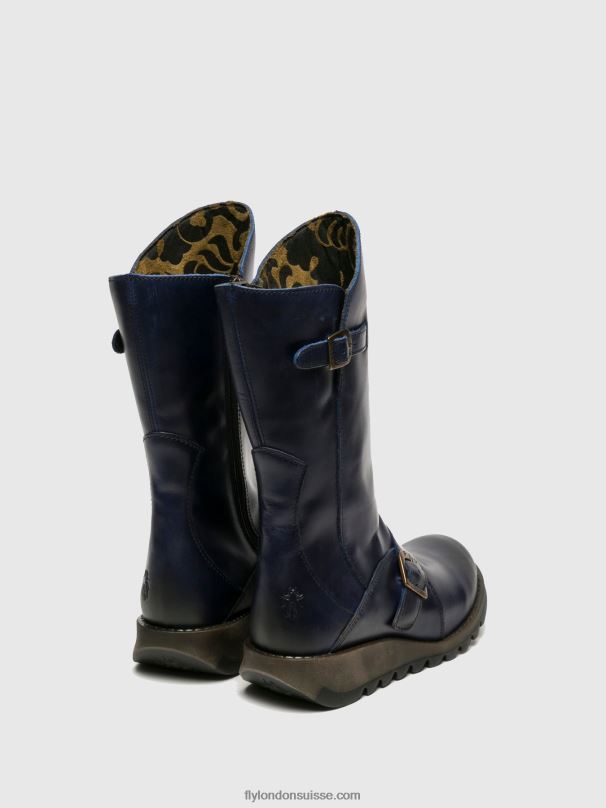 860NR351 bottes à boucle mes 2 Fly London bleu femmes