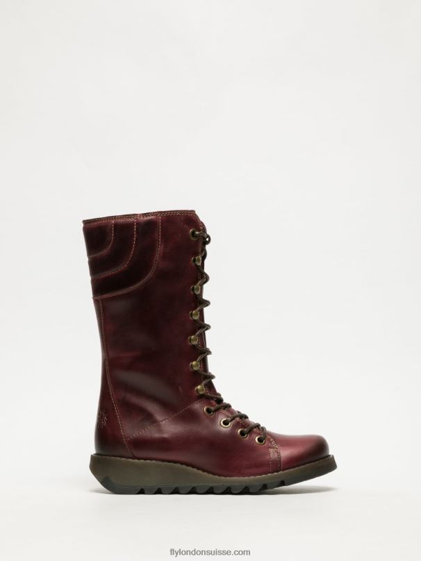860NR289 bottes à lacets Fly London rouge foncé femmes