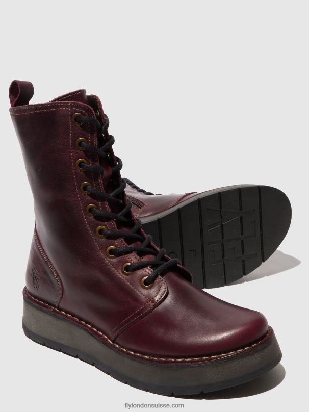 860NR291 bottes à lacets rami043 Fly London violet femmes