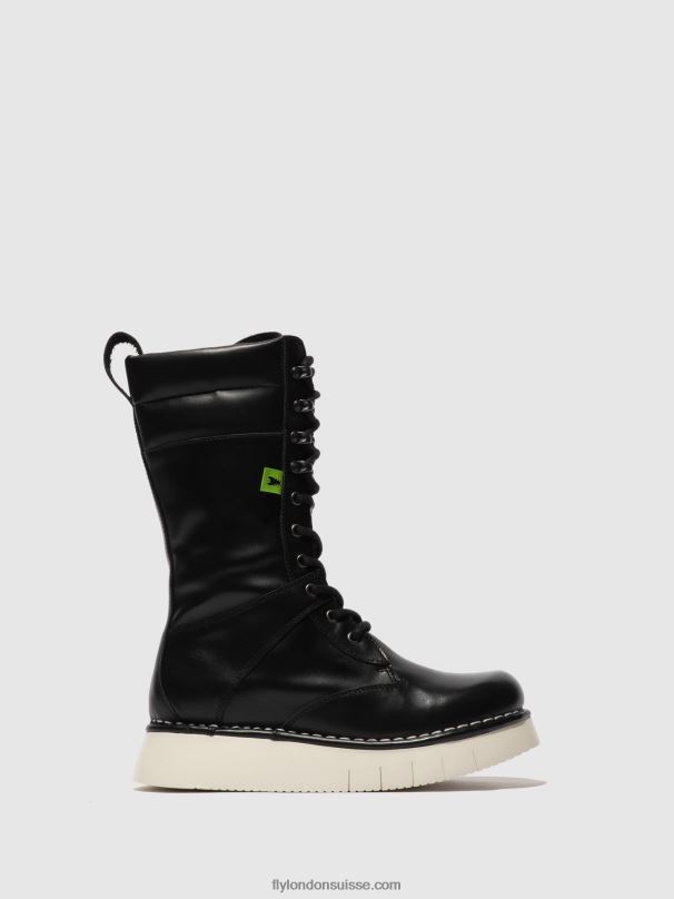 860NR313 bottes à lacets ieva245 Fly London tonnerre noir femmes