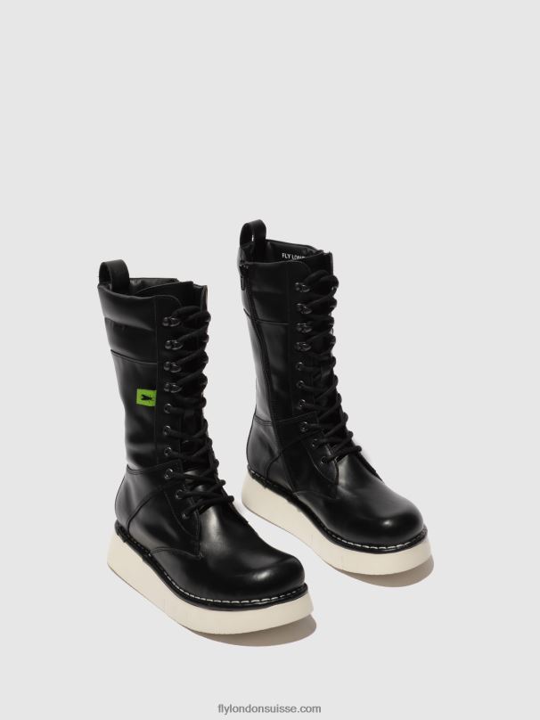 860NR313 bottes à lacets ieva245 Fly London tonnerre noir femmes