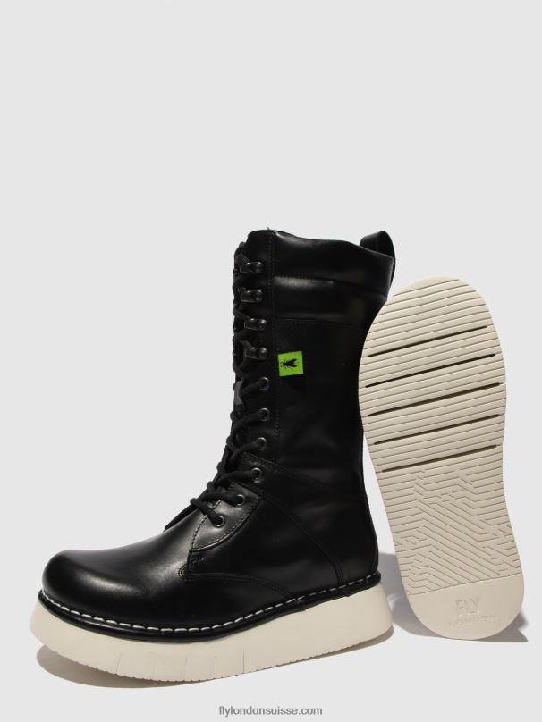 860NR313 bottes à lacets ieva245 Fly London tonnerre noir femmes