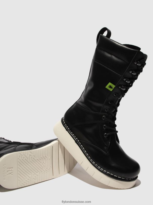 860NR313 bottes à lacets ieva245 Fly London tonnerre noir femmes