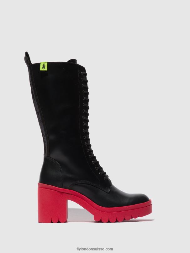 860NR315 bottes à lacets taly884 Fly London tunder noir (semelle rouge) femmes