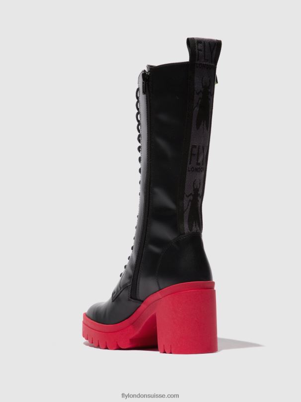860NR315 bottes à lacets taly884 Fly London tunder noir (semelle rouge) femmes