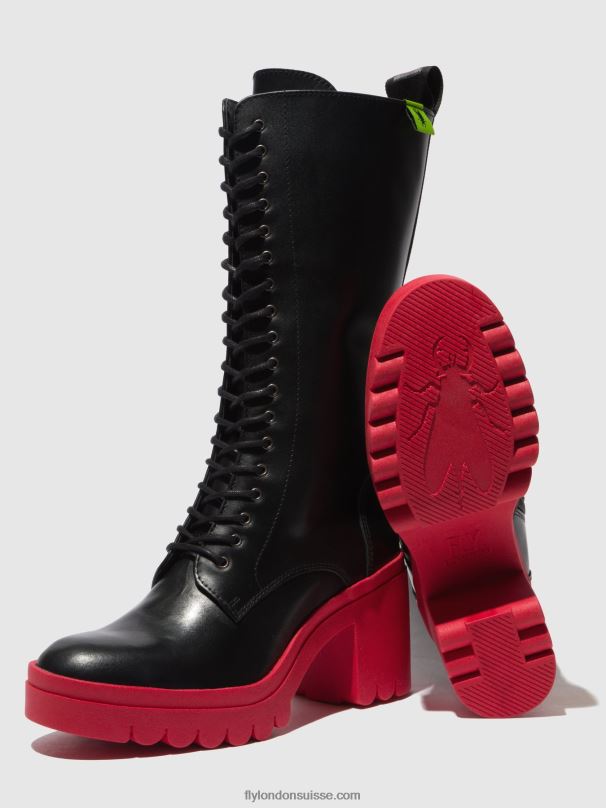 860NR315 bottes à lacets taly884 Fly London tunder noir (semelle rouge) femmes