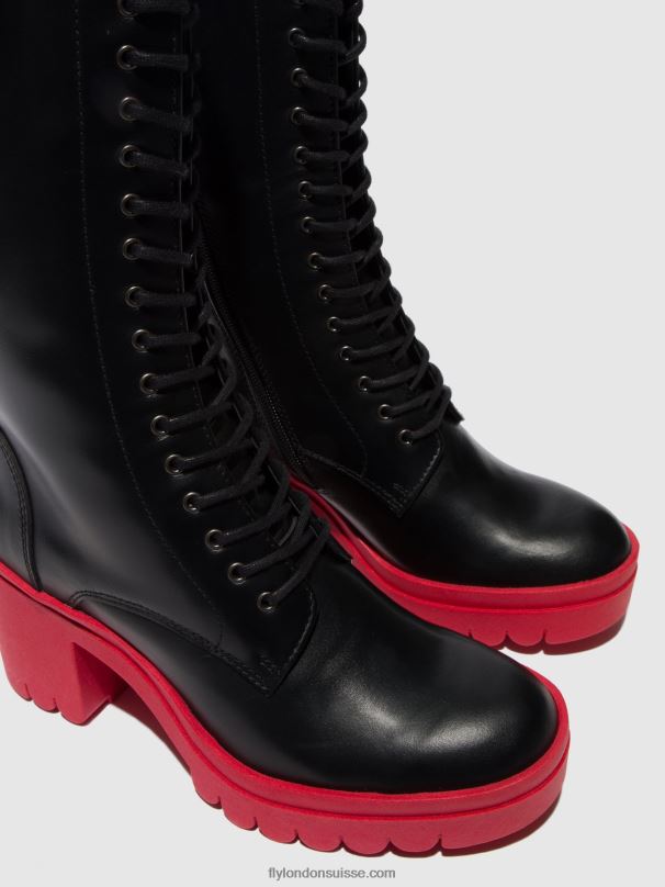 860NR315 bottes à lacets taly884 Fly London tunder noir (semelle rouge) femmes
