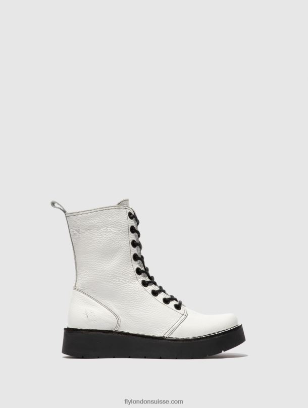 860NR321 bottes à lacets rami043 Fly London rio blanc (noir st) femmes
