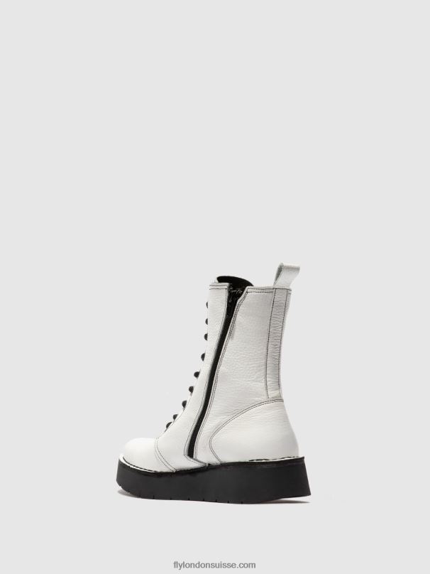 860NR321 bottes à lacets rami043 Fly London rio blanc (noir st) femmes