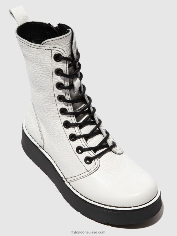860NR321 bottes à lacets rami043 Fly London rio blanc (noir st) femmes