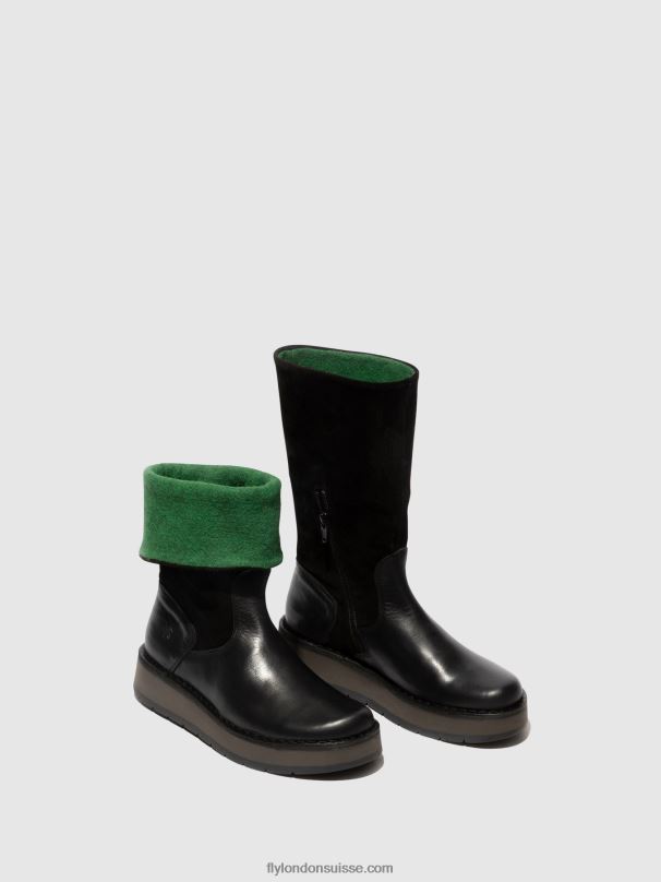 860NR297 bottes zippées rula083 Fly London vert noir) femmes