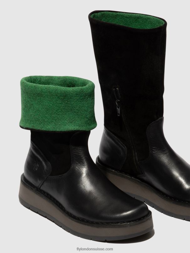 860NR297 bottes zippées rula083 Fly London vert noir) femmes