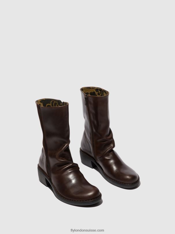 860NR301 bottes zippées mecy092 Fly London brun foncé/expresso femmes