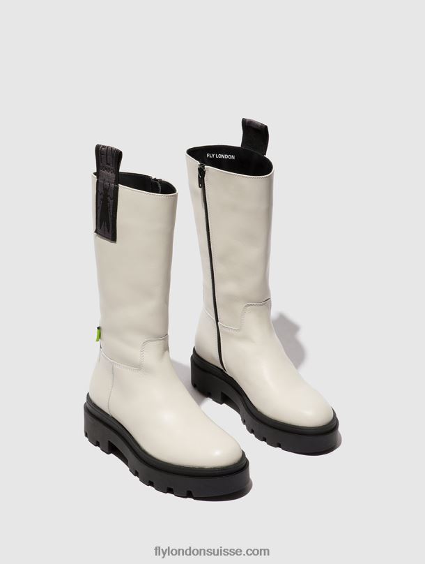 860NR311 bottes zippées jalo882 Fly London naomi blanc cassé femmes