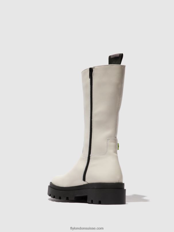 860NR311 bottes zippées jalo882 Fly London naomi blanc cassé femmes
