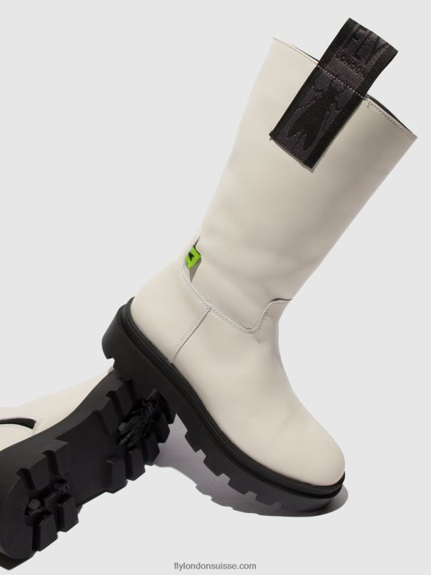 860NR311 bottes zippées jalo882 Fly London naomi blanc cassé femmes