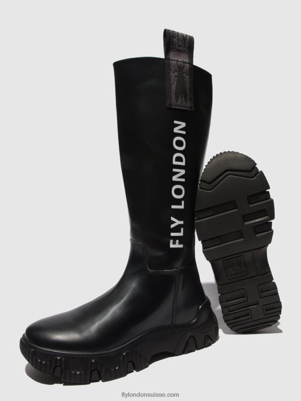 860NR312 bottes zippées febe886 Fly London tonnerre noir femmes