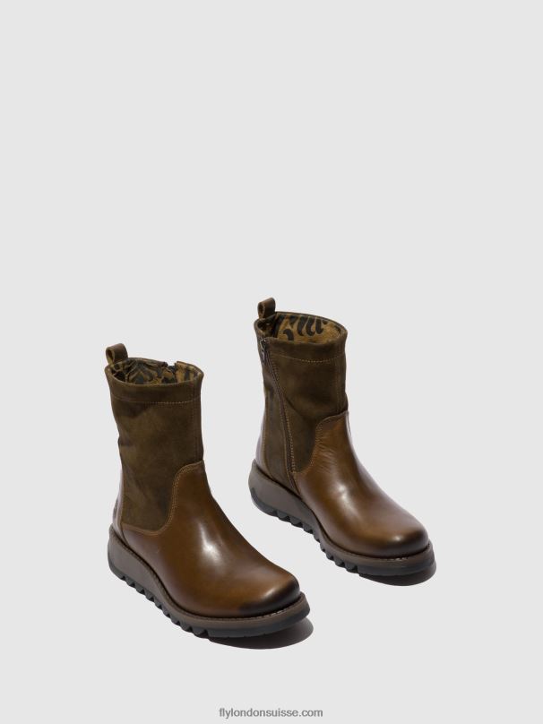 860NR318 bottes zippées sauk794 Fly London tapis/huile suède olive/boue femmes