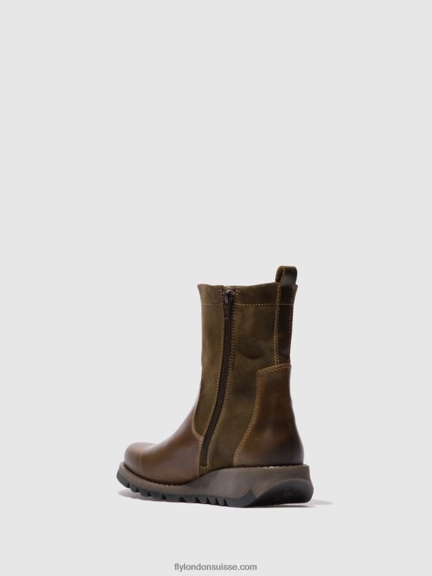 860NR318 bottes zippées sauk794 Fly London tapis/huile suède olive/boue femmes