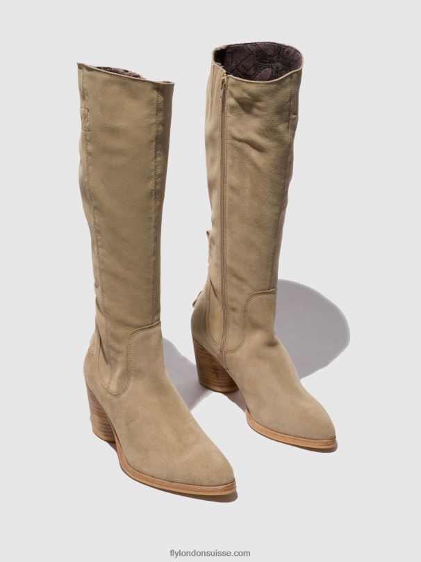 860NR326 bottes zippées ames826 Fly London crème suède femmes