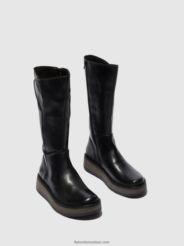 860NR339 bottes zippées rhea042 Fly London tapis noir femmes
