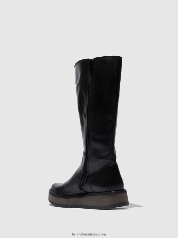 860NR339 bottes zippées rhea042 Fly London tapis noir femmes