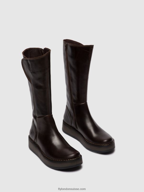 860NR341 bottes zippées rhea042 Fly London tapis dk. brun femmes