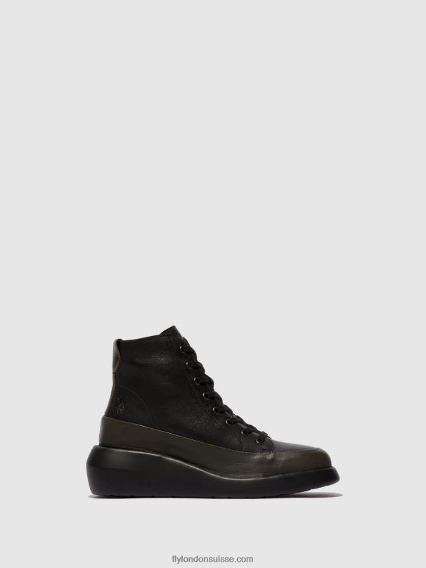 860NR107 bottines à lacets boze515 Fly London vert foncé/noir femmes