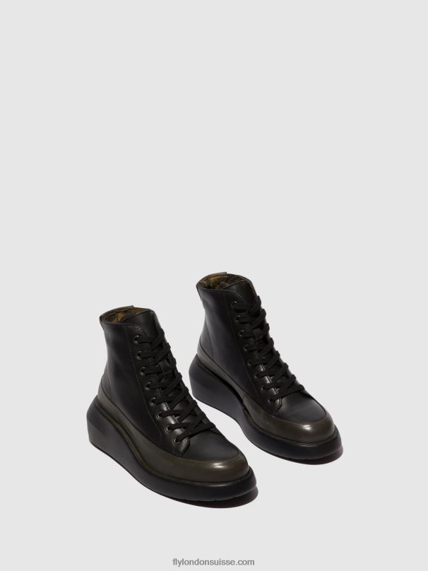 860NR107 bottines à lacets boze515 Fly London vert foncé/noir femmes