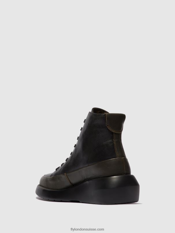860NR107 bottines à lacets boze515 Fly London vert foncé/noir femmes