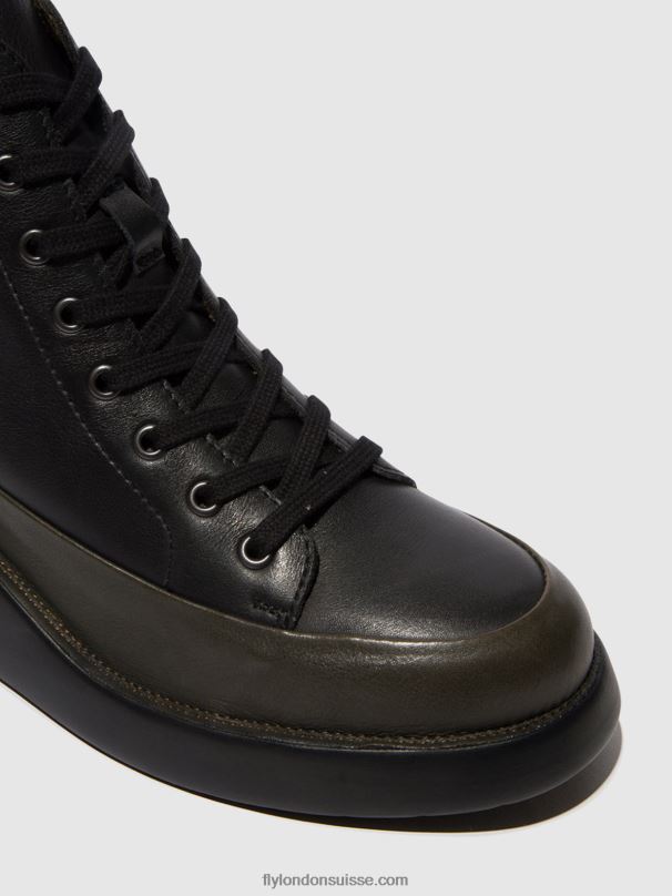 860NR107 bottines à lacets boze515 Fly London vert foncé/noir femmes