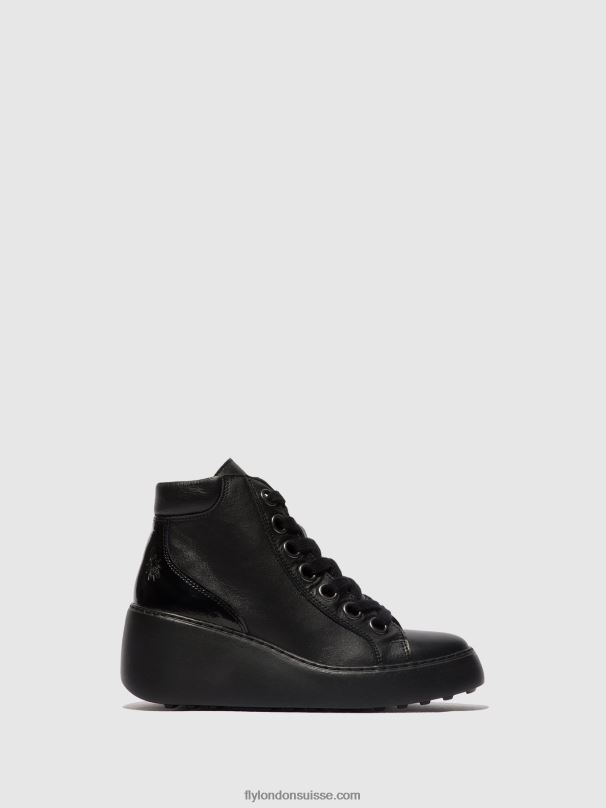 860NR108 bottines à lacets dice468 Fly London noir (semelle noire) femmes