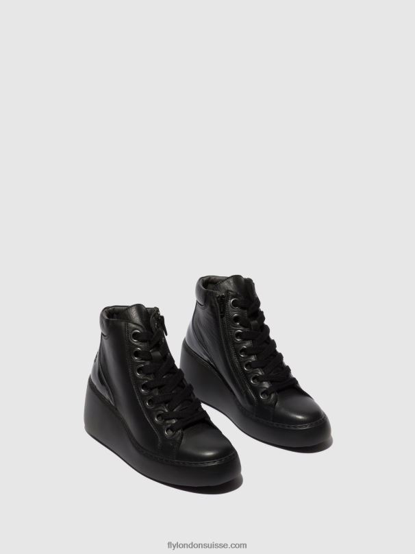 860NR108 bottines à lacets dice468 Fly London noir (semelle noire) femmes