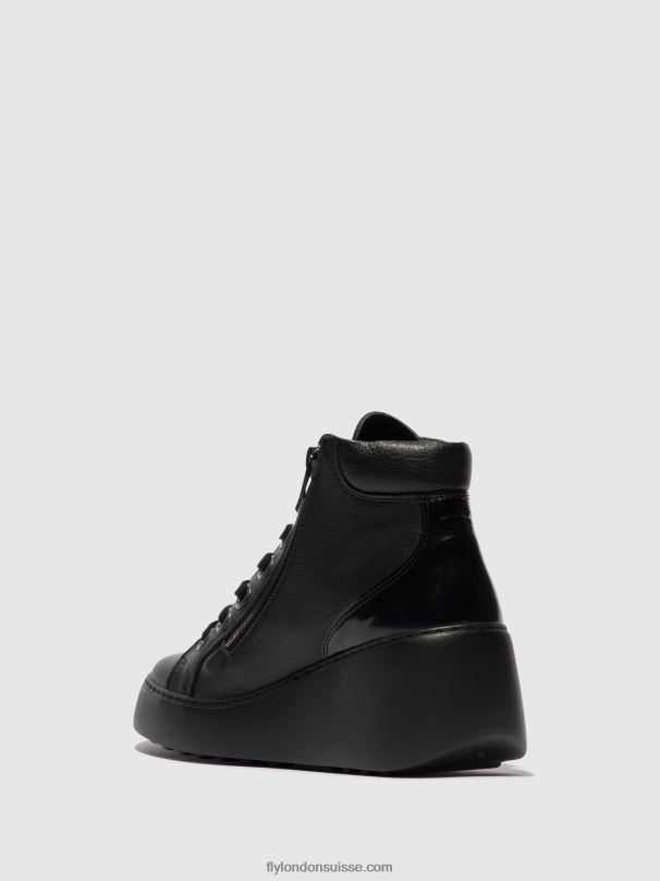 860NR108 bottines à lacets dice468 Fly London noir (semelle noire) femmes