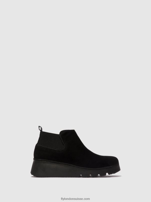 860NR10 bottines élastiquées pada403 Fly London daim noir femmes