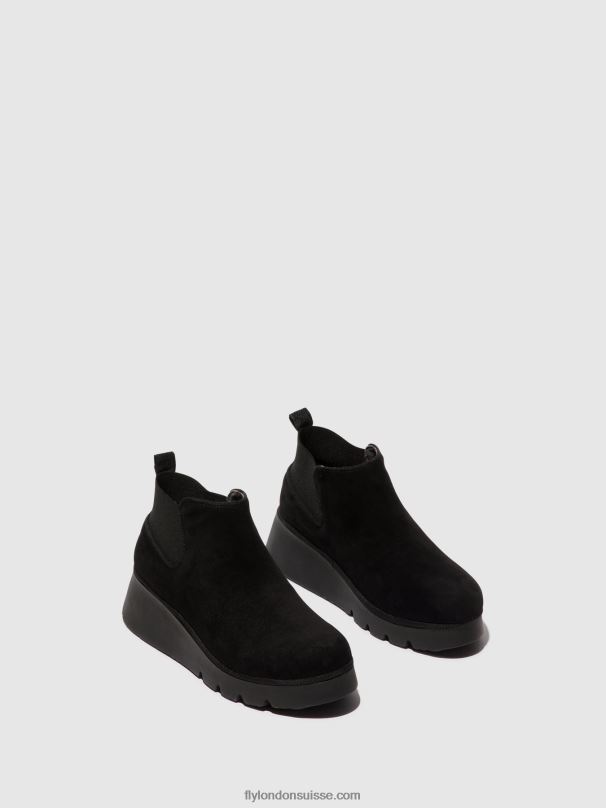 860NR10 bottines élastiquées pada403 Fly London daim noir femmes