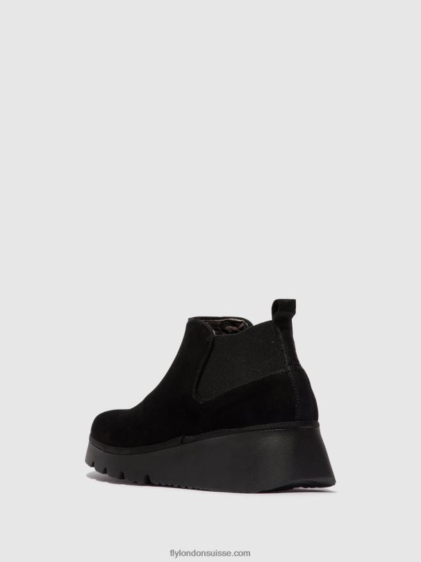860NR10 bottines élastiquées pada403 Fly London daim noir femmes