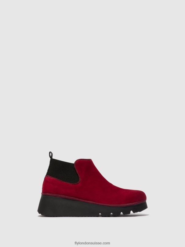 860NR111 bottines élastiquées pada403 Fly London rouge femmes